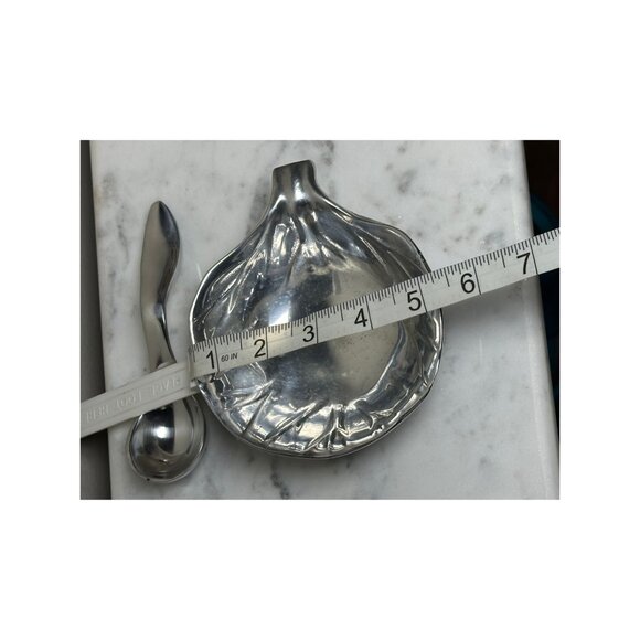 Mexican Molcajete Salsa Pewter Serving Bowl With Spoon 5" Dip Nuts Bowl - Picture 5 of 5